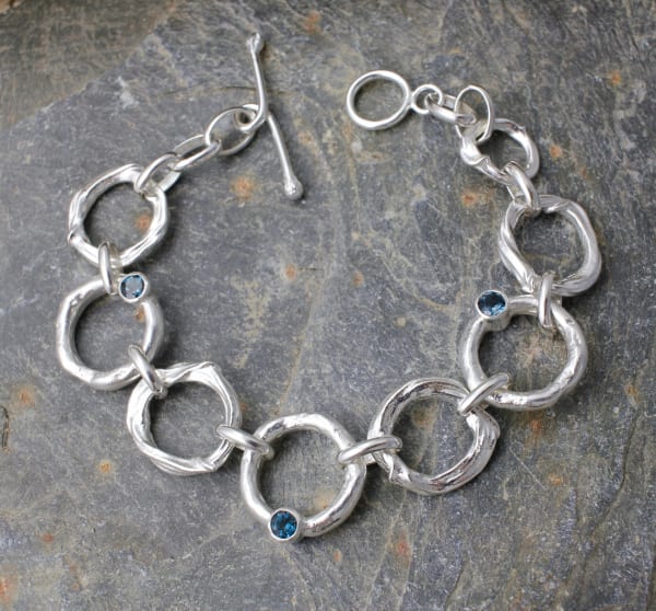Marsha Drew, Molten Link Bracelet with Three London Blue Topaz