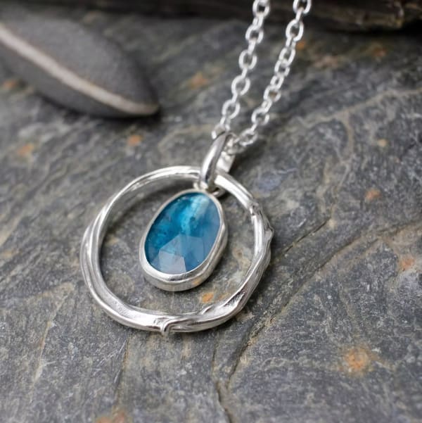 Molten Circle Pendant with Blue Kyanite