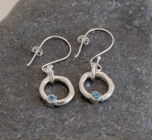 Marsha Drew, Rockpool Halo Drop Earrings with Swiss Blue Topaz
