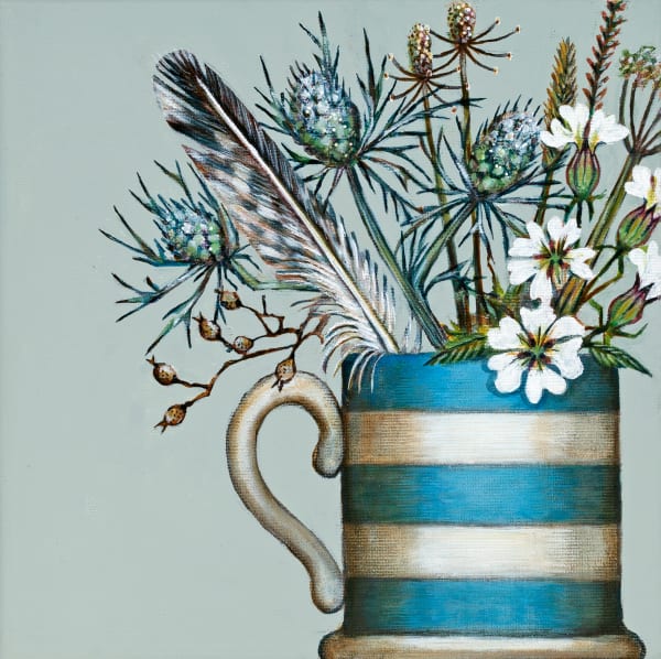 Cornish Blue Mug Caroline Cleave Acrylic and Mixed Media on Canvas