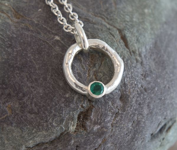 Rockpool Halo Pendant with Emerald