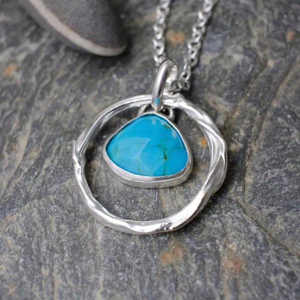 Molten Circle Pendant with Turquoise