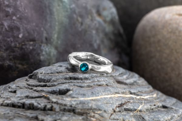 Marsha Drew, Rockpool Rustic Ring with Small London Blue Topaz