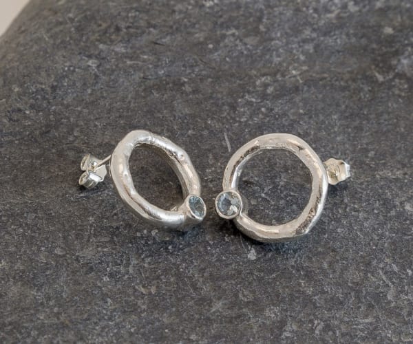 Marsha Drew, Rockpool Halo Stud Earrings with Aquamarine