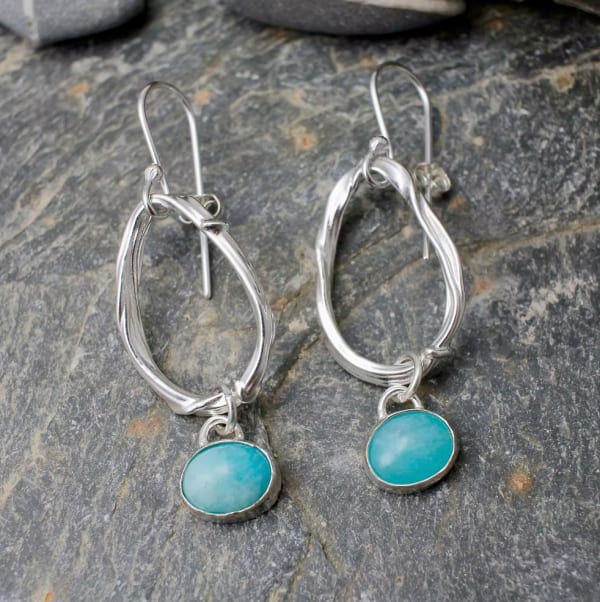 Marsha Drew, Molten Teardrop Earrings with Amazonite