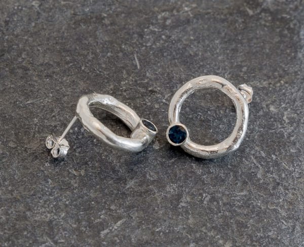 Rockpool Halo Stud Earrings with London Blue Topaz