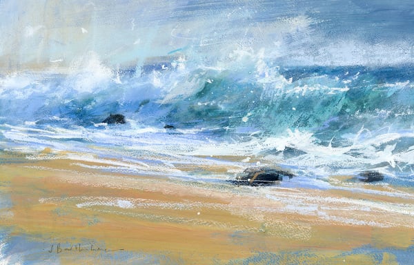 Beach Breaker James Bartholomew Watercolour and Pastel on Paper