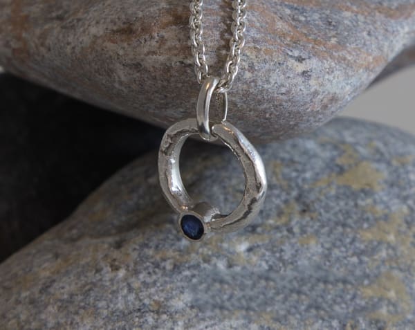 Rockpool Halo Pendant with Sapphire