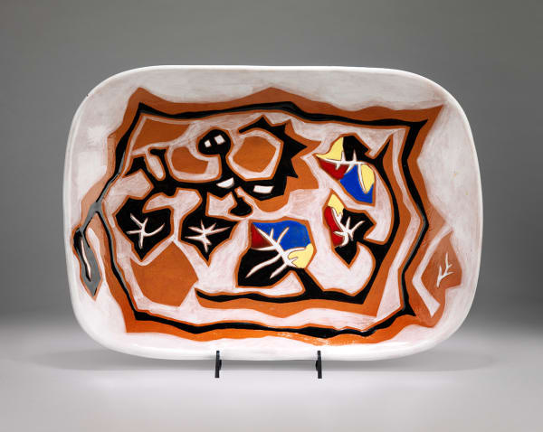 Jean Lurçat, Plate - Rectangular - Brown & White - Tree Nymph, c. 1955