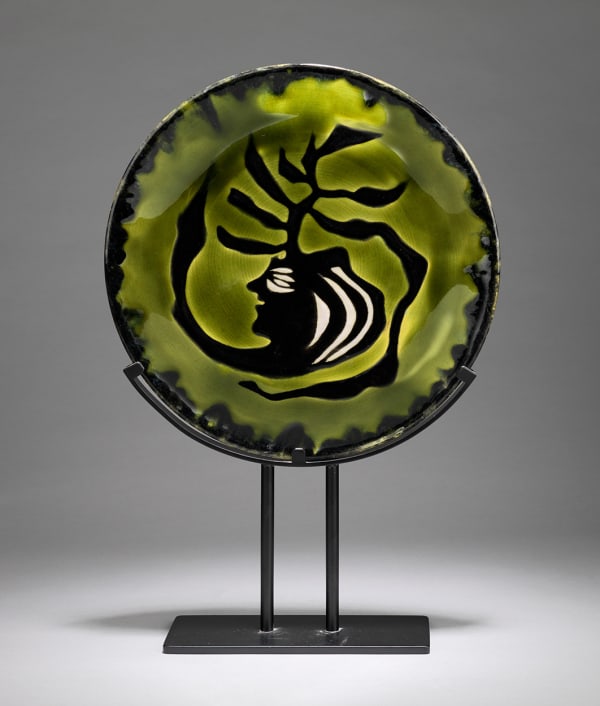 Jean Lurçat, Plate - Green & Black - Medusa, c. 1955