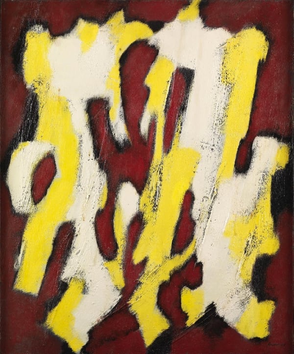 William Gear RA, White Feature on Red, 1957