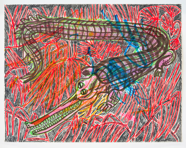 Alex Becerra Don Coco, 2025 Prisma marker, ball point pen on paper 8 1/2 x 11 inches 21.6 x 27.9 cm. 11 1/2 x 14 inches (framed) 29.2 x 35.6 cm. (framed)
