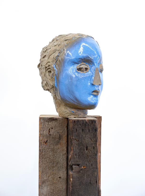 Vanessa Beecroft (Untitled) blue head, 2012 Ceramic, refurbished wood 60 x 9 x 10 1/2 inches 152.4 x 22.9 x 26.7 cm.
