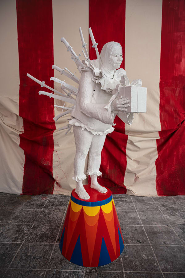 Karon Davis, Here My Dears: The Human Porcupine / Circus Tent #1-2, 2021