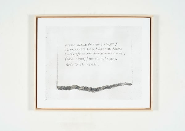 Martin Bennett, Static Image Painting/Grey/Title For A Painting I Couldn't Make/Written In Pencil/Torn Paper/Studio Wall/Two, 2016/2016