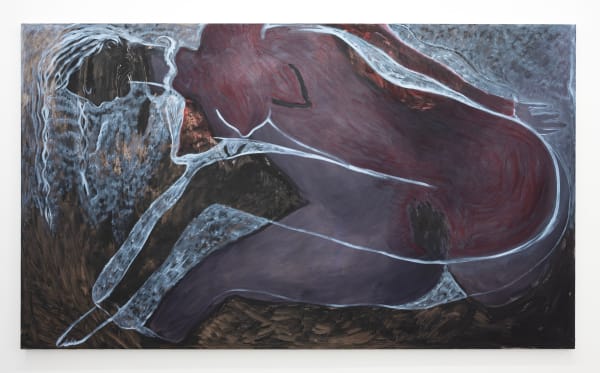 Vanessa Beecroft (Untitled) purple figure, 2018 Oil on linen 78 x 134 1/4 inches 198.1 x 341 cm.