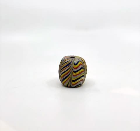Yellow, Blue and Orange Glass Prestige Bead from Java