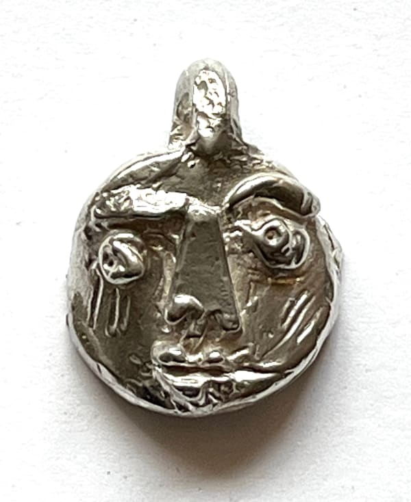 Moon Face Pendant 2 - Silver