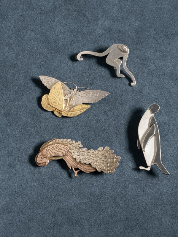 Brooches, various animals