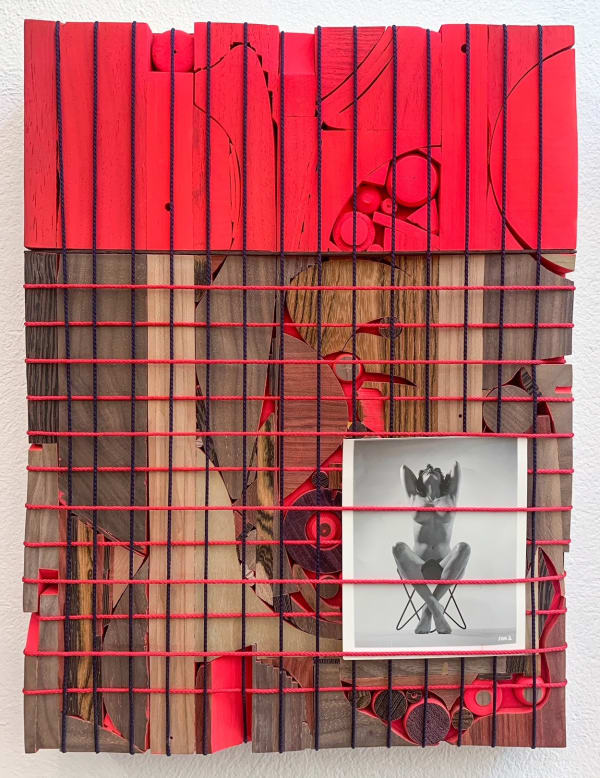 Edgar Orlaineta Butterfly, 2023 Nylon, acrylic paint and varnished wood on MDF board. 40 x 30 cm 15 3/4 x 11 3/4 in