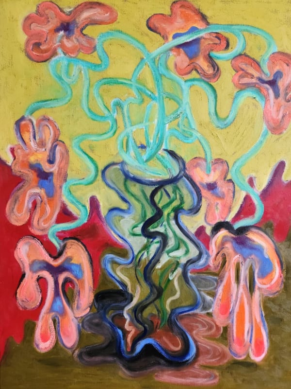 Diango Hernández Flores Humedas, 2024 Oil crayons on canvas 100 x 80 cm 39 3/8 x 31 1/2 in
