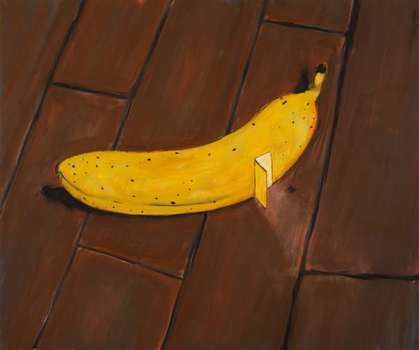 Federico Luger Paseando una banana que viaje dentro de un barco pirata, 2014 Acrylic on canvas 50 x 60 cm 19 3/4 x 23 5/8 in