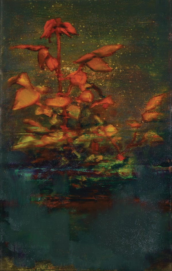 Attila Szűcs growing plant, 2021 oil on canvas 40 x 25 cm 15 3/4 x 9 7/8 in