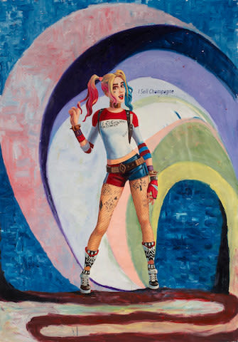 Federico Luger I sell champagne , 2021 Oil on canvas 200 x 140 cm 78 3/4 x 55 1/8 in