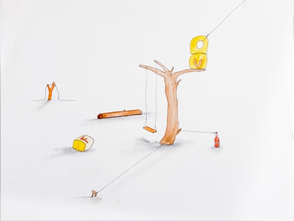 Federico Luger Ecosystem (Wood & Letters), 2004 Watercolour and Ink on paper 24 x 32 cm 9 1/2 x 12 5/8 in