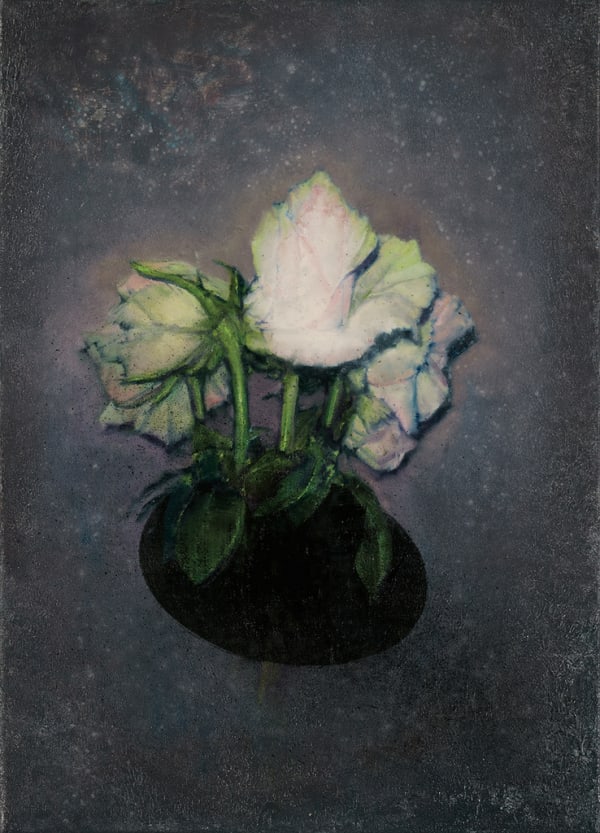 Attila Szűcs Black hole roses, 2019 Oil on canvas 70.5 x 50 cm 27 3/4 x 19 3/4 in