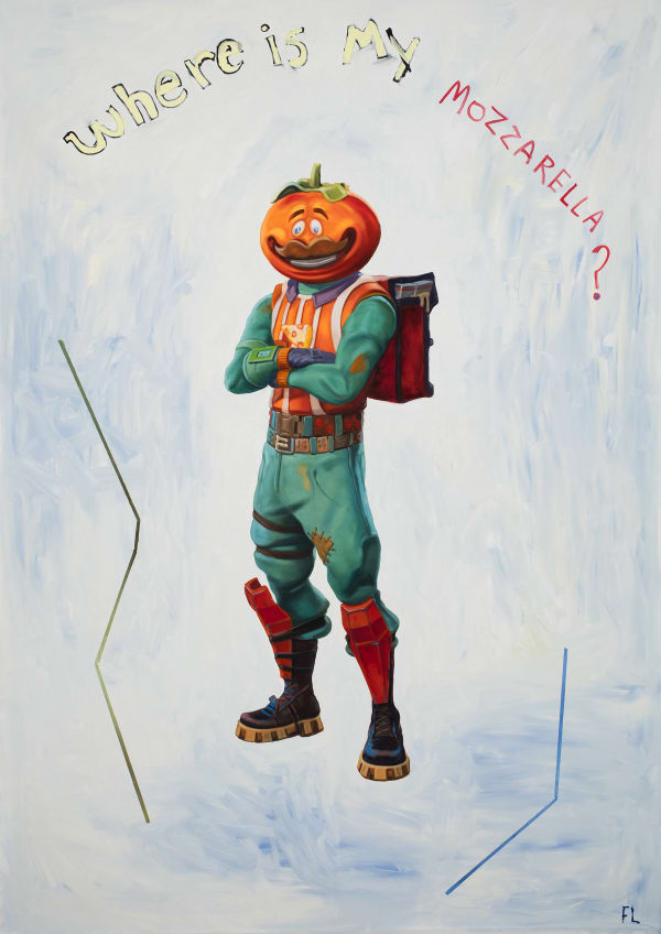 Federico Luger Where is my Mozzarella, 2020 Oil on canvas 200 x 140 cm