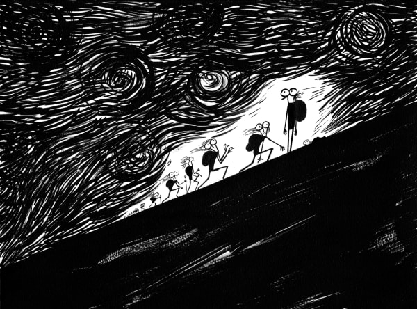 Fausto Gilberti Arriva la tempesta ma senza fretta, 2024 Chinese ink on paper 30 x 40 cm 11 3/4 x 15 3/4 in