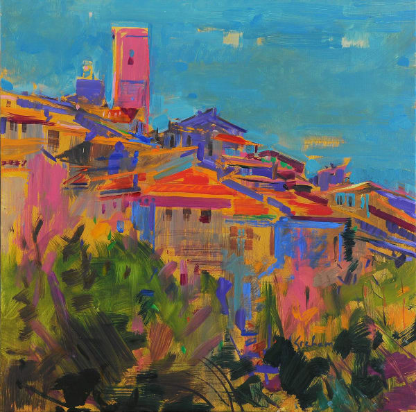 Peter Graham SOUTHERN SUN, ST PAUL DE VENCE Watercolour 25 5/8 x 25 5/8 in 65 x 65 cm