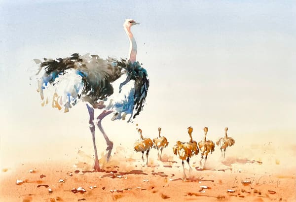 Julia Cassels, OSTRICH AND CHICKS
