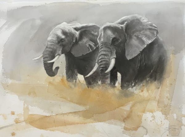 Gunnar Tryggmo WANTED BROTHERS Watercolour 22 x 30 in. 55.88 x 76.2 cm