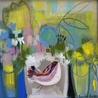 Annabel Fairfax LITTLE BIRD Oil on canvas 15 3/4 x 15 3/4 in 40 x 40 cm