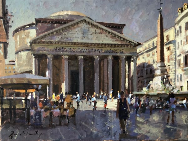 Bruce Yardley IN FRONT OF THE PANTHEON Oil on canvas 12 x 16 30.5 x 40.6