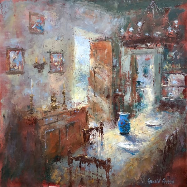 Gerald Green DINING ROOM Oil 16 x 16 in 40.6 x 40.6 cm