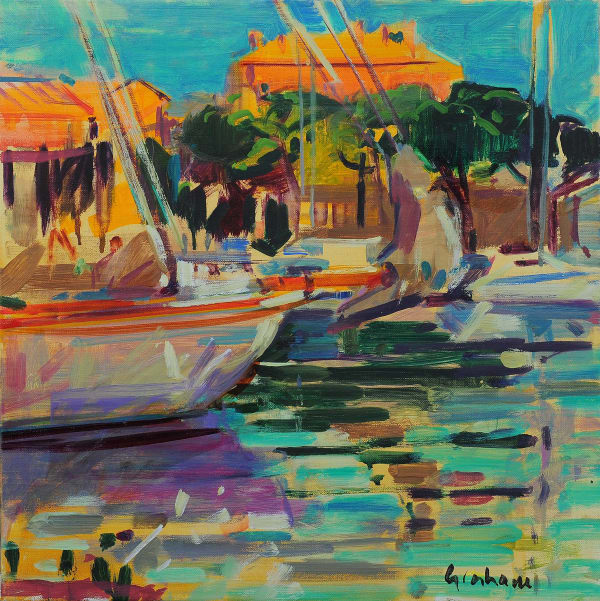 Peter Graham PORT AU SOLEIL Oil on canvas 16 x 16 in 40 x 40 cm