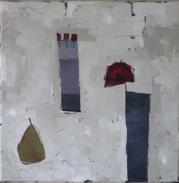 Ann Armitage PEAR, FLOWER AND BERRIES Oil on linen 15 3/4 x 15 3/4 in 40 x 40 cm