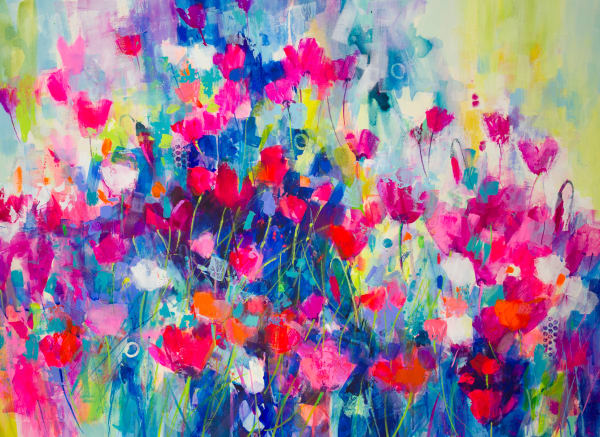 Soraya French, HOT PINK POPPIES AND CYCLAMEN