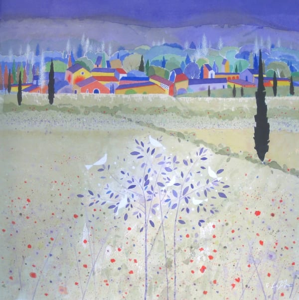 Giuliana Lazzerini, LANDSCAPE WITH WHITE DOVES