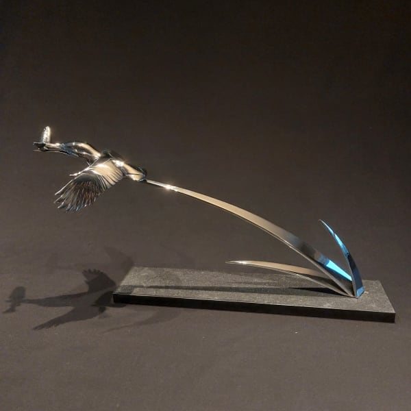 Jason Sweeney KINGFISHER 'Gone Fishing' Stainless Steel 25 x 12 x 8 in 63.5 x 30.5 x 20.3 cm