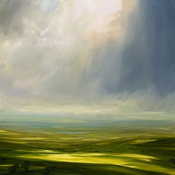 Harry Brioche MORNING RAIN Oil on board 24 x 24 in 61 x 61 cm