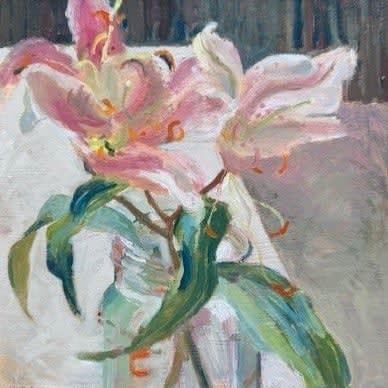 Dorothy Dent LILY Oil on board 7 7/8 x 7 7/8 in 20 x 20 cm