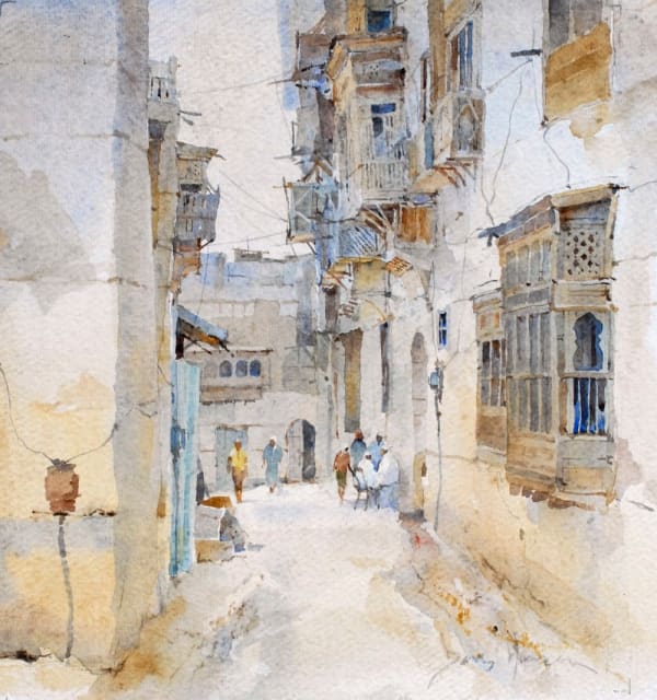 David Howell OLD JEDDAH, SAUDI ARABIA Watercolour 10 1/2 x 9 1/2 in 27 x 24 cm