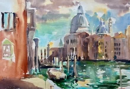 Sophie Walbeoffe WHERE MONET PAINTED Watercolour on paper 55.9 x 76.2 cm 22 x 30 in