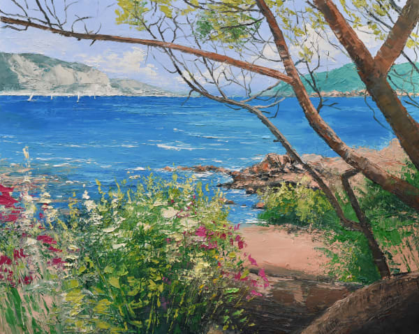 Colin Carruthers SUNLIT PATH, COTE D'AZUR Oil on Canvas 31 1/2 x 39 1/2 in 80 x 100 cm