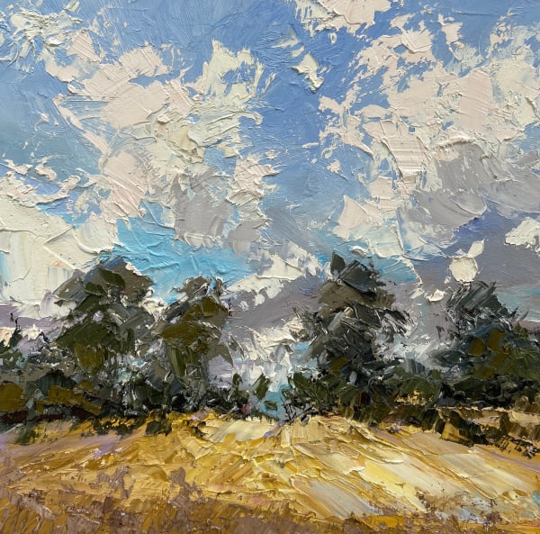 Paul Treasure MOODY ROOKS Oil on canvas 16 x 16 in 40 x 40 cm