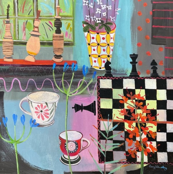 Jenny Wheatley PLAYING GAMES Acrylic on canvas 24 x 24 in 61 x 61 cm